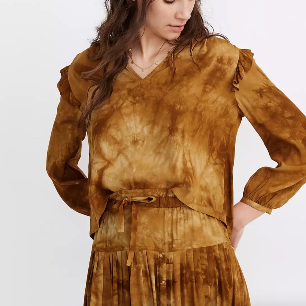 Madewell Tie-Dye Ruffle-Shoulder Top